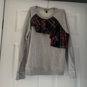 J. Crew Tartan Ruffle Sweatshirt | size Small